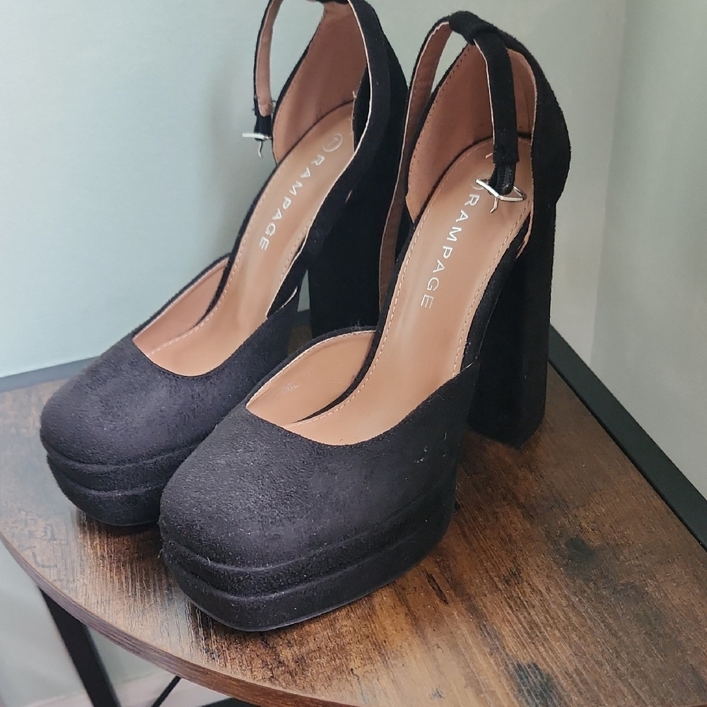 New Rampage Black Chunky Platform Heels